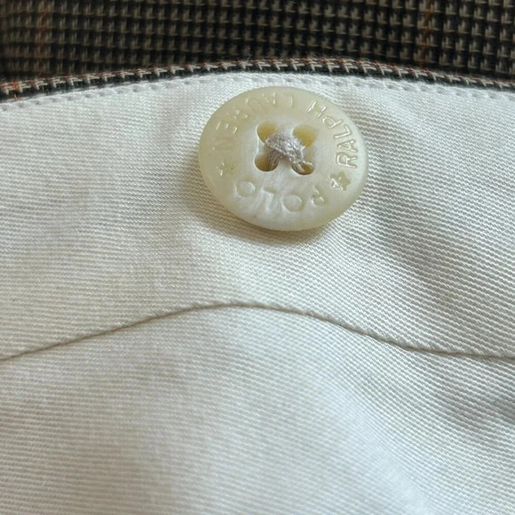 Polo Ralph Lauren Men’s Brown Plaid Mohair Wool Blend Slacks Size 34 Waist - Picture 6 of 7